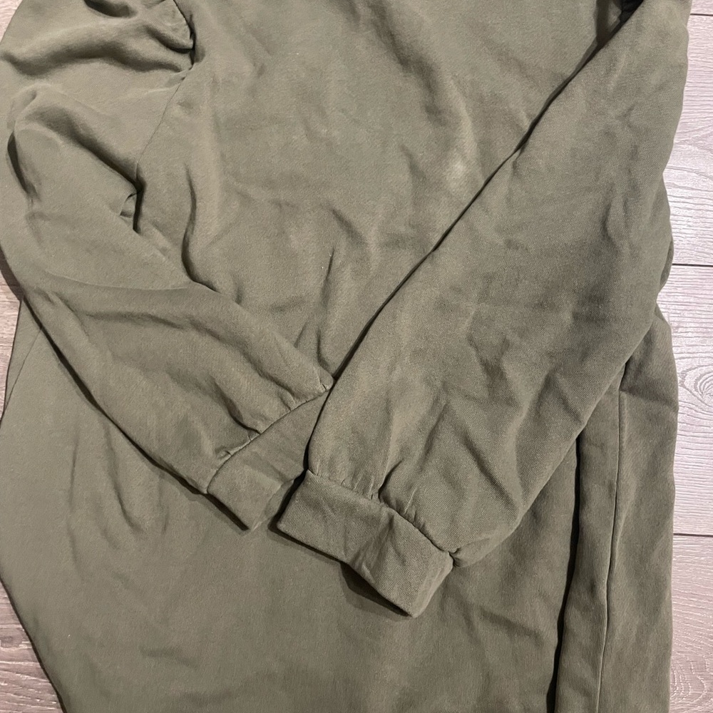Loft olive green quarter button up sweater long sleeve